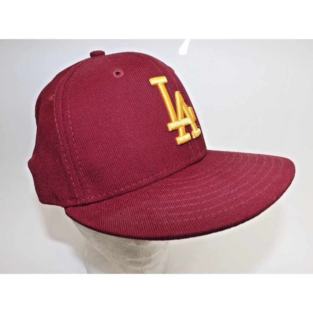 Los Angeles Dodgers Maroon & Gold New Era 59FIFTY *100% WOOL* fitted hat Size 7¼